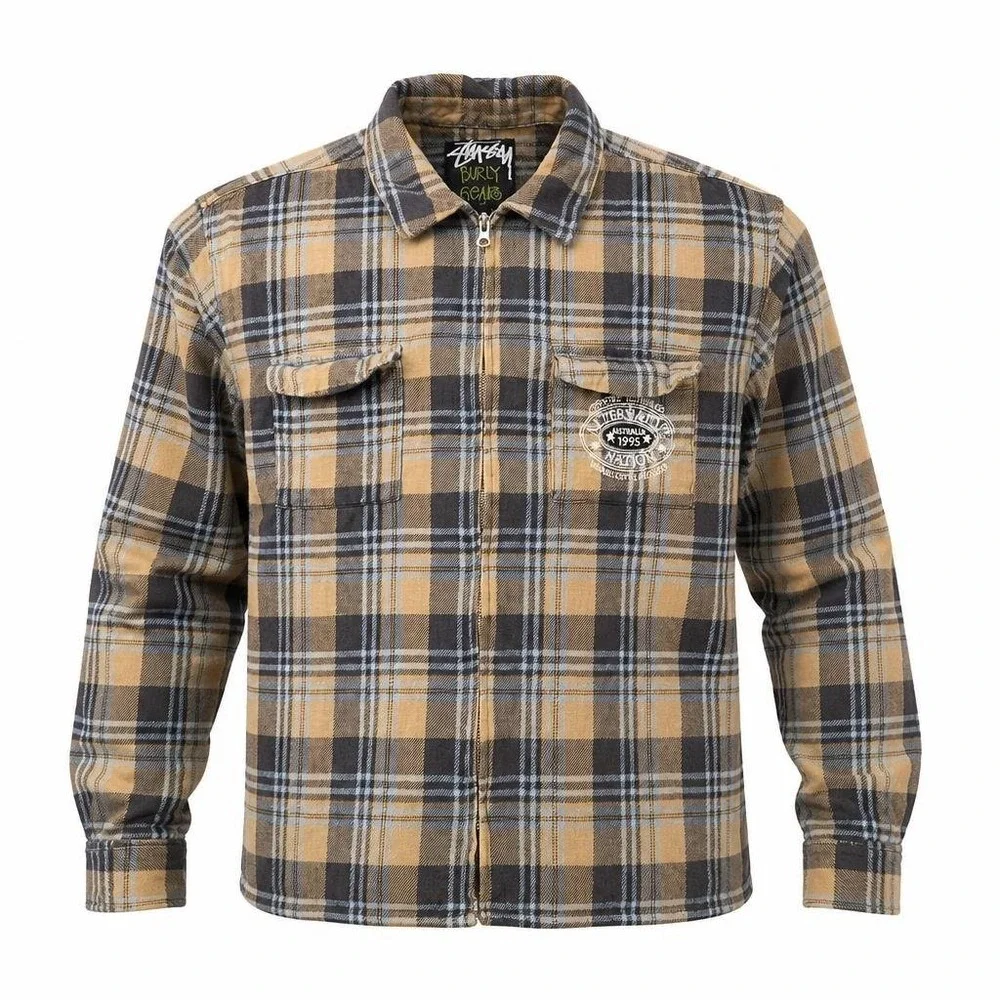 VTG Stussy Burly Gear Shirt Jacket Mens XL Alternative Nation Promo Plaid 90s